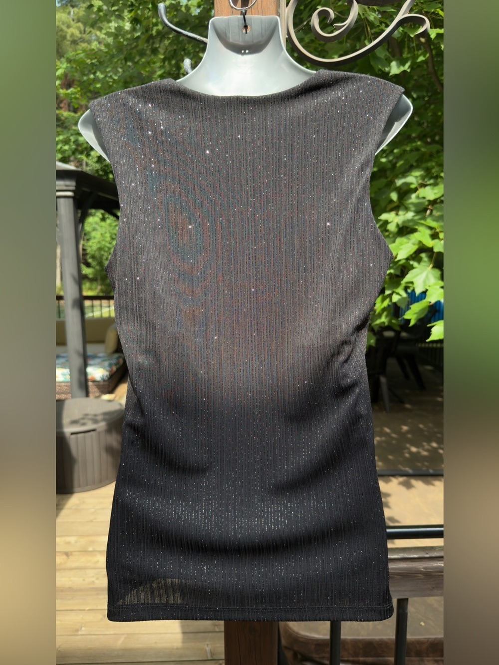 • Colori Black Shimmer Sleeveless Top Made in Canada | Size Large - Picture 6 of 10